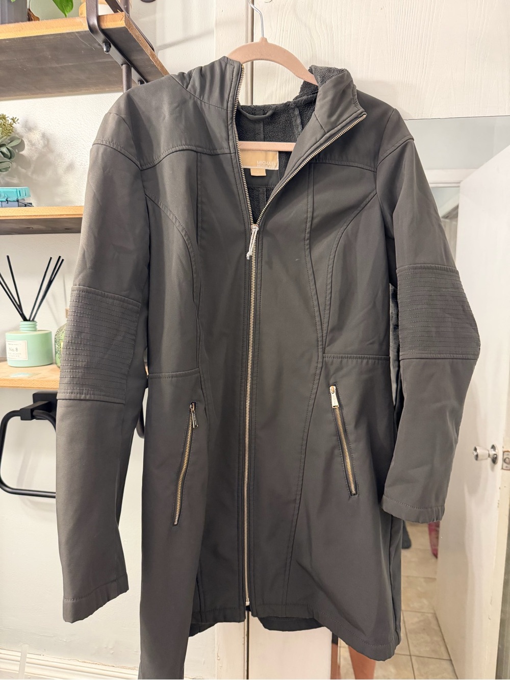 Michael Kors Olive Green Hooded Long Trench Coat